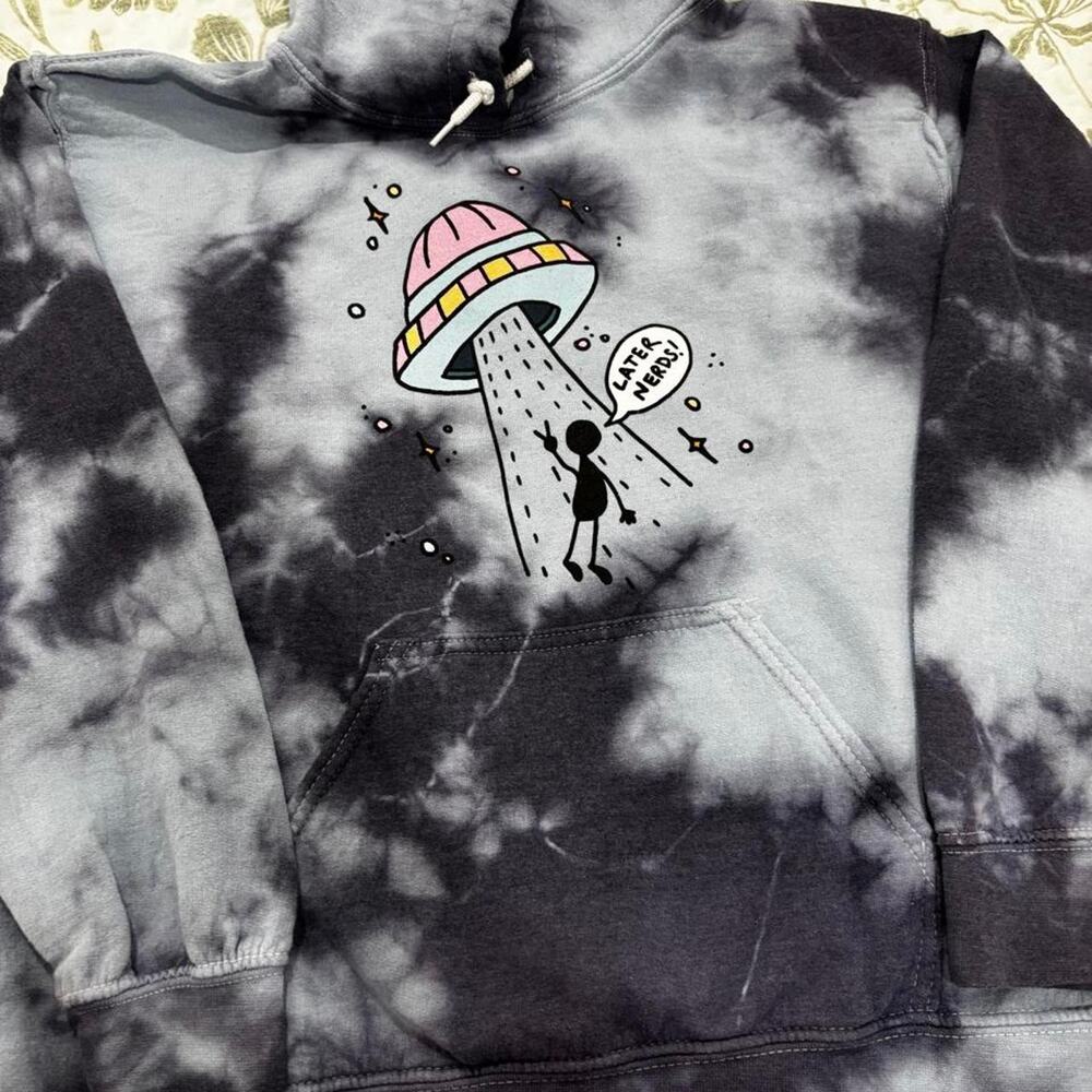 Jac vanek black tie dye unisex women's hoodie size s